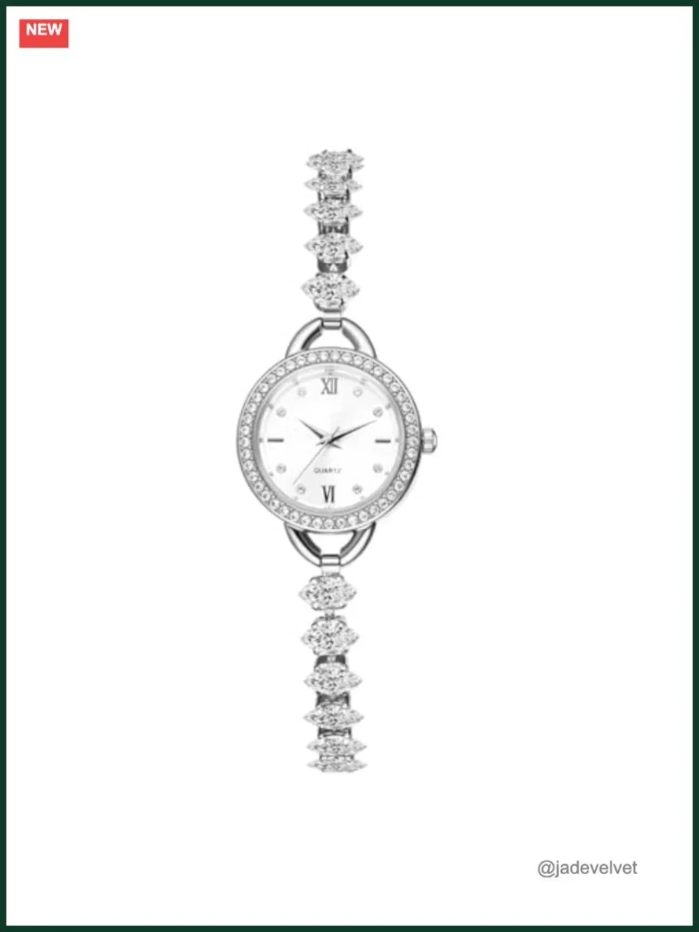 Women's Slim Strap Rhinestone Analog Quartz Bracelet Watch
